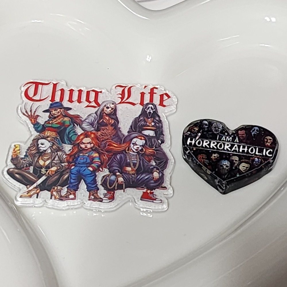 Halloween Horror Thug Life Flatback Focal Bead Keychain Beaded Pen Phone Chain